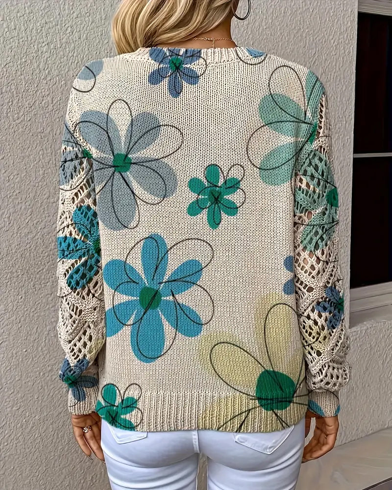 V-Neck Openwork Knit Jumper