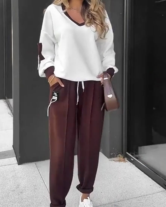 Color Block Sweatshirt And Jogger Set