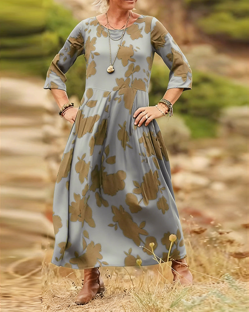 Temperament Retro Printed Dress