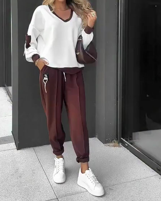 Color Block Sweatshirt And Jogger Set