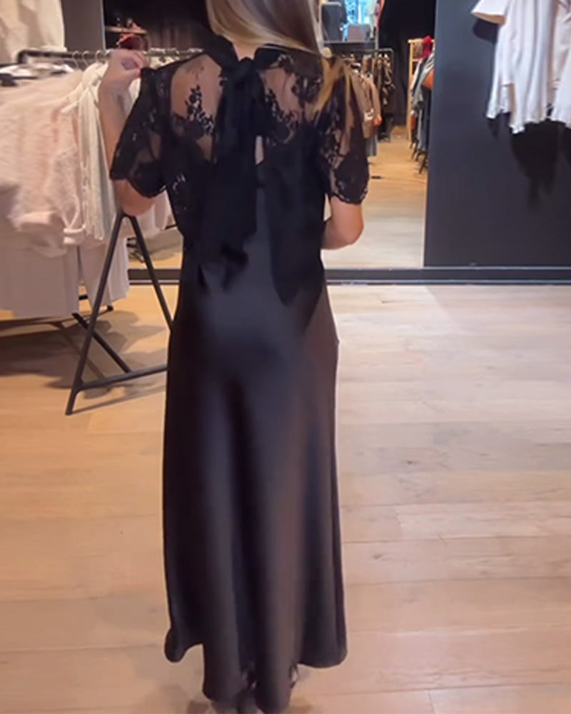 Lace And Mesh Blouse And Draped Slip Dress Sets