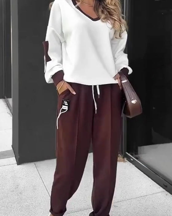 Color Block Sweatshirt And Jogger Set
