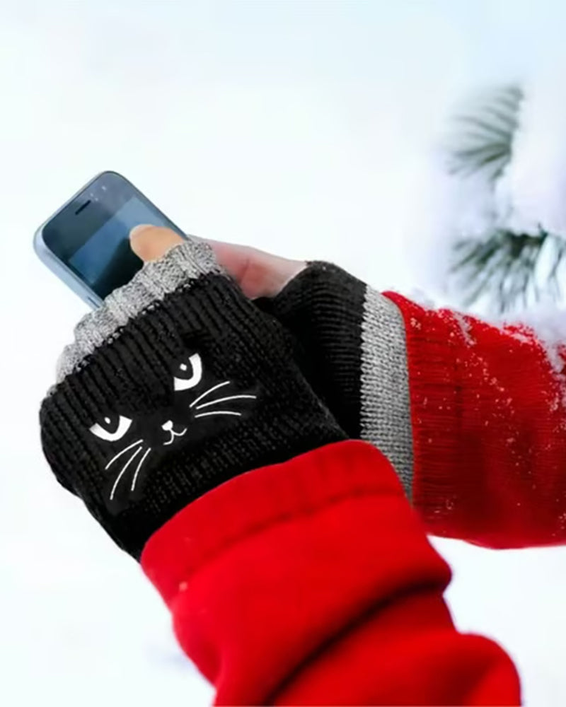 Cat Fingerless Gloves
