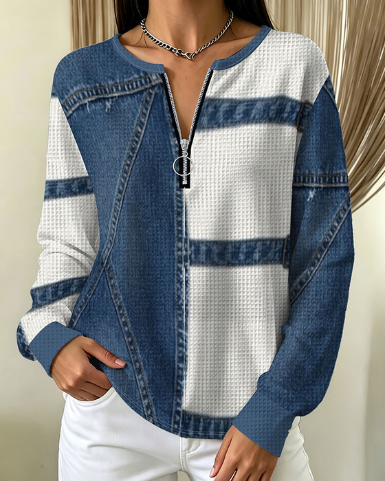 Half-Zip Casual Design Top