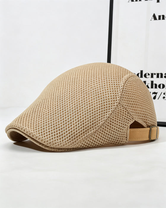 Men's Breathable Mesh Flat Cap - Adjustable Newsboy Ivy Beret Summer Hat