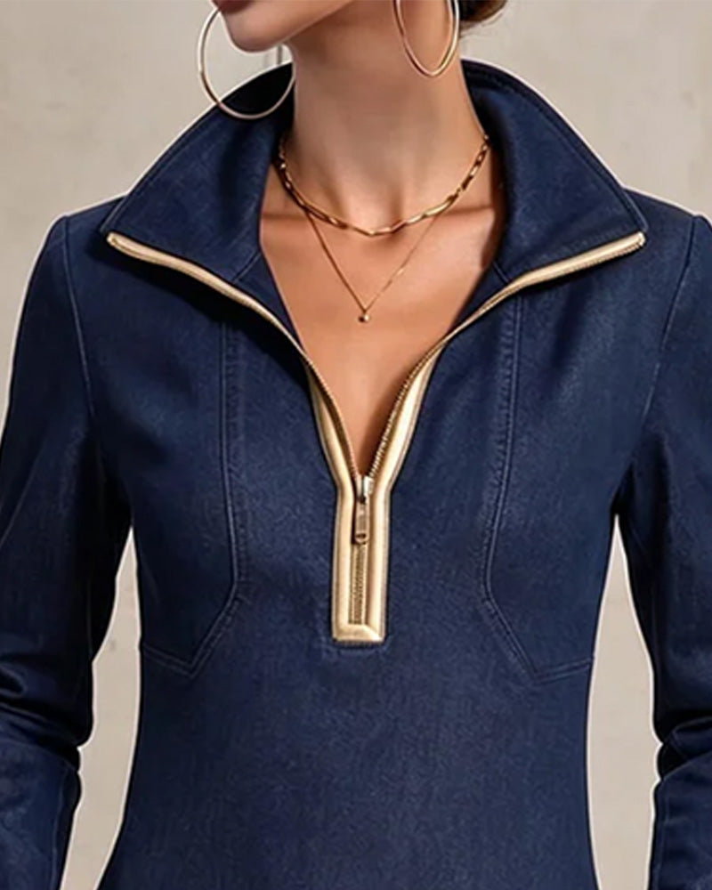 Zipper Pocket Casual Dress
