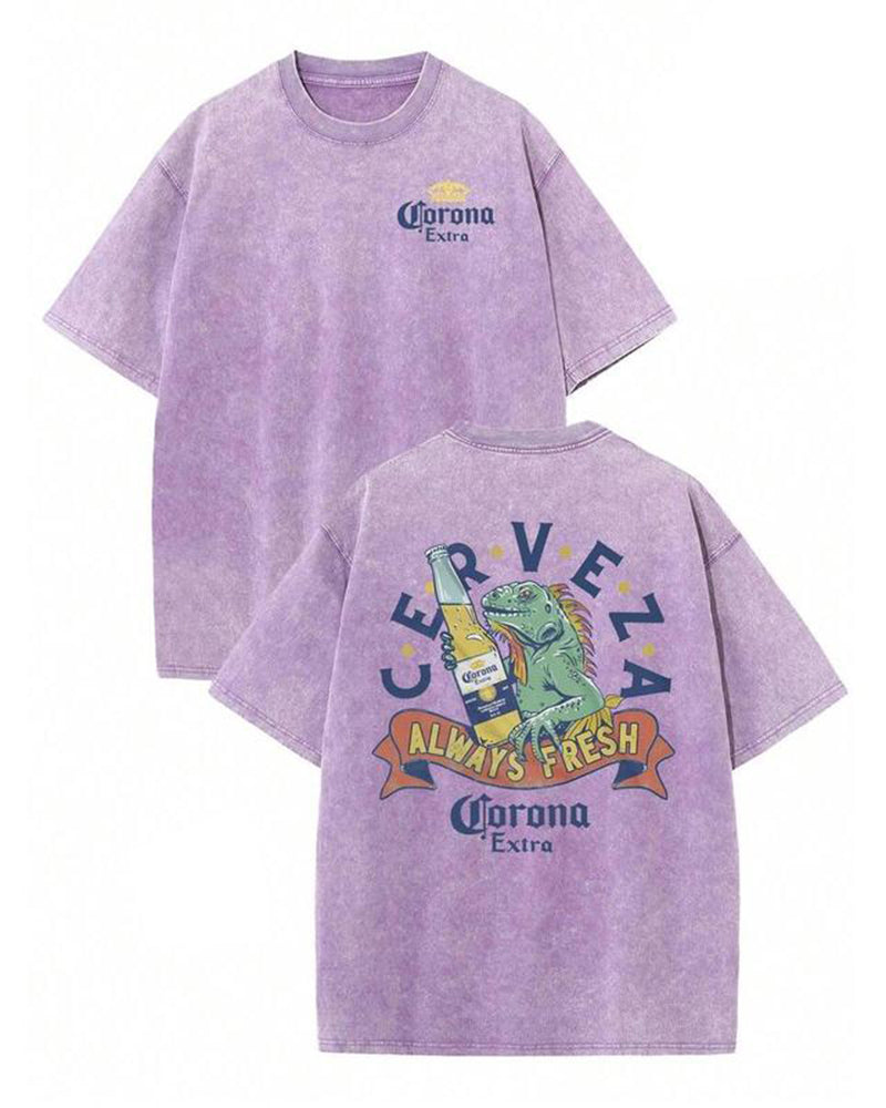 Vintage Distressed Washed Print T-Shirt