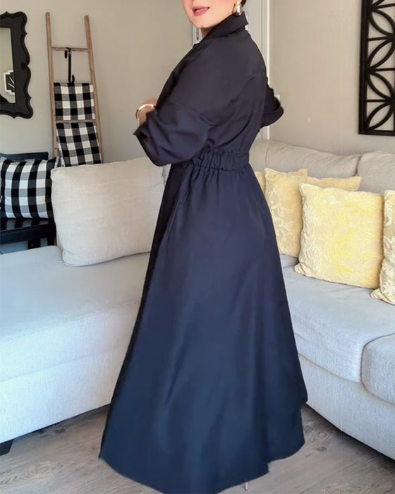 Lapel Waist Shirt Dress