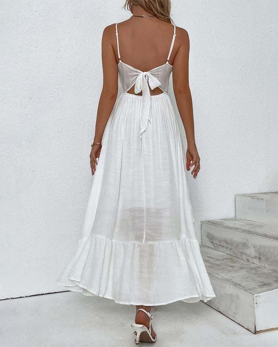 Solid color elegant lace suspender dress