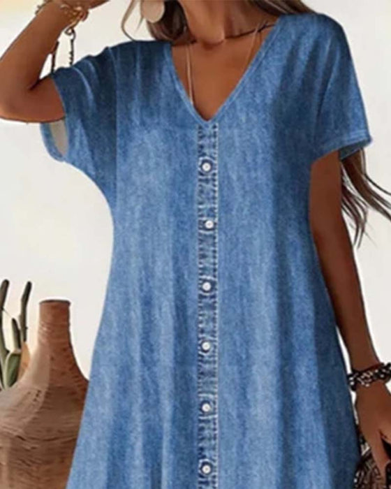 🌸 Casual Summer Dress for Women with Button Placket – Relaxed Style & Comfort for Everyday Wear 💐