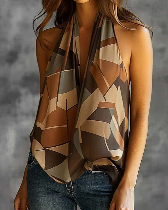 Elegant Printed Sleeveless Tank Top