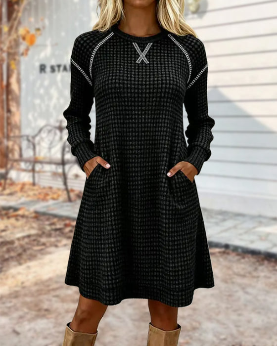 Color-Block Stitched Pocket Dress