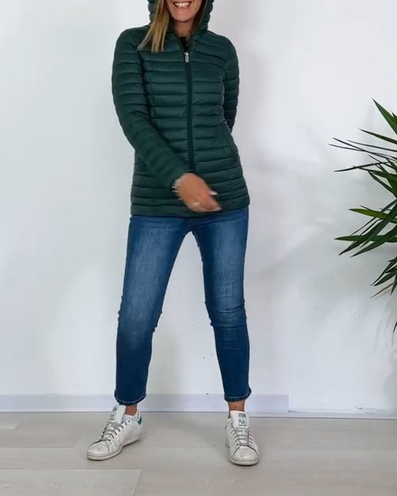 Fashion solid color zipper button detachable coat