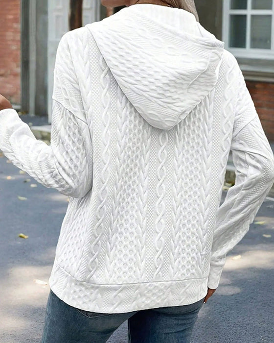 Button Pocket Casual Hoodie