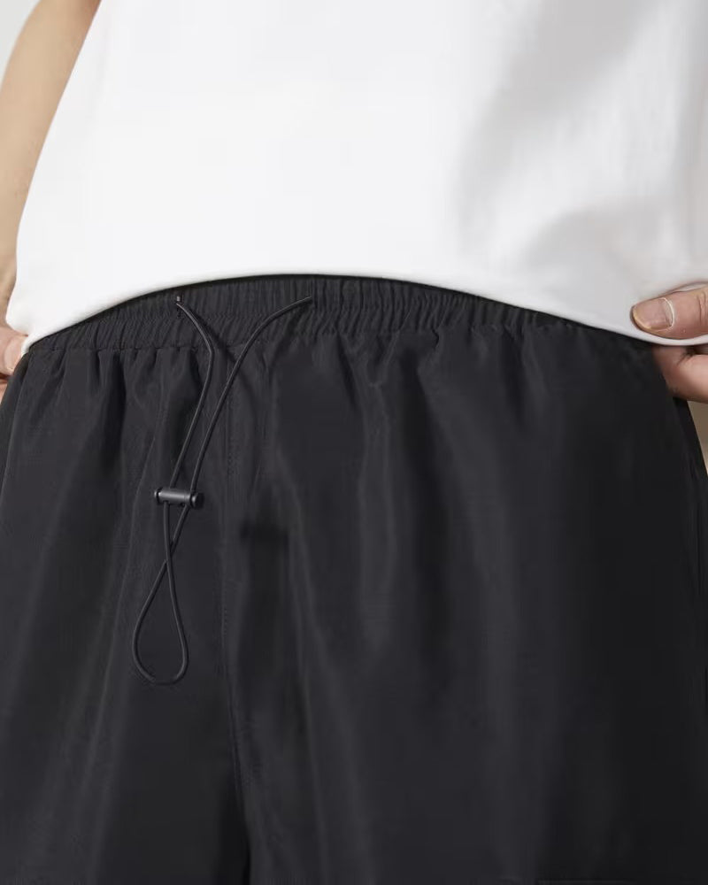 Casual Drawstring Solid Color Cargo Pants