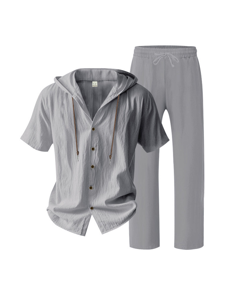 Men's Lightweight Hooded Two-Piece Set For Summer Casual Wear