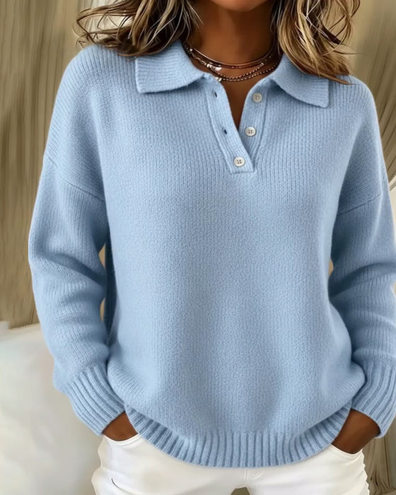 Lapel All-Match Polo Shirt Jumper