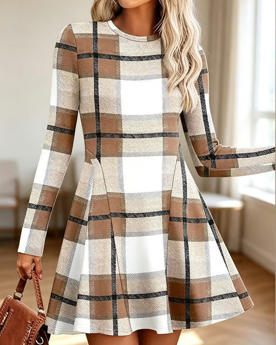 Plaid Long Sleeve Dress