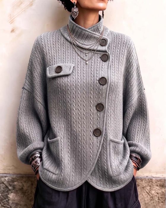Single-Breasted Slit Hem Coat