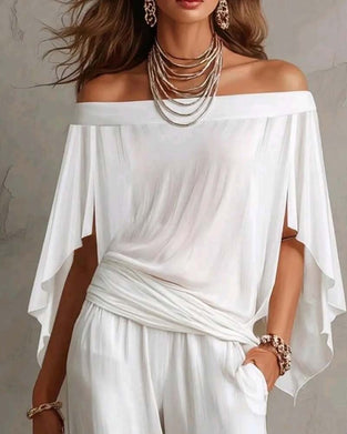 Off-Shoulder Irregular Loose Blouse