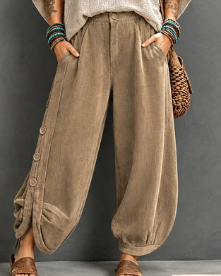 Button Pocket Irregular Long Pants