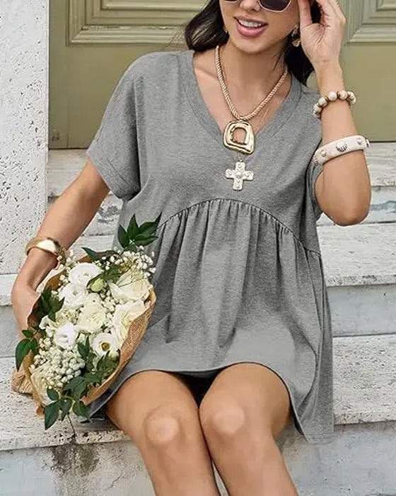 V-Neck Pleated T-Shirt