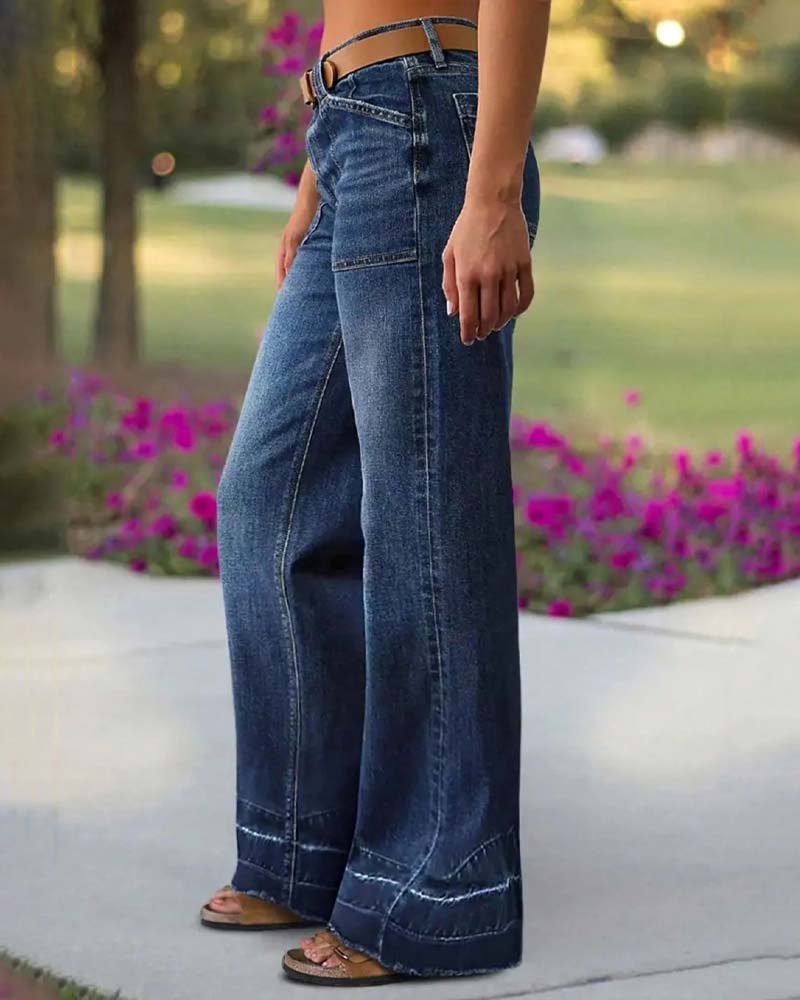 Women's Retro Flare Jeans with Pockets
