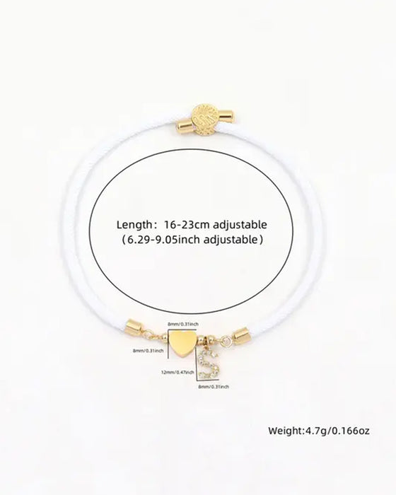 Initial Heart Charm Link Fashionable Bracelet