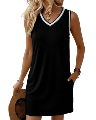 V-Neck Color Block Active Tank Dress