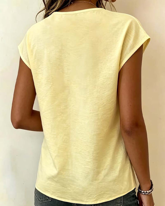 V-Neck Lace Patchwork Casual Blouse