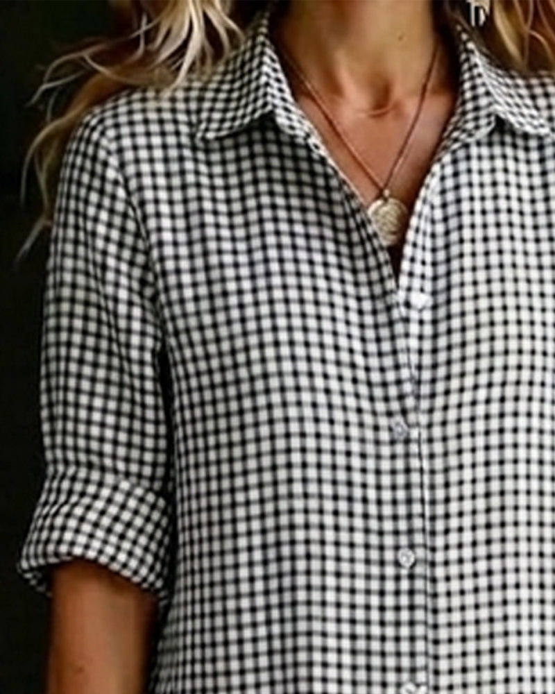 Lapel Plaid Wide Leg Jumpsuit