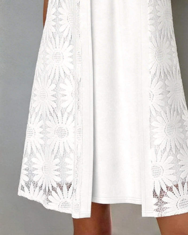 Daisy Lace Faux Two-Piece Dress