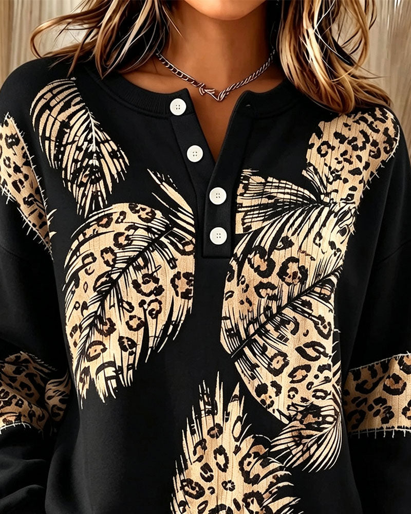 Leopard Feather Print Sweatshirt