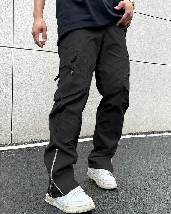 Solid Color Zip Pocket Casual Men's Pants