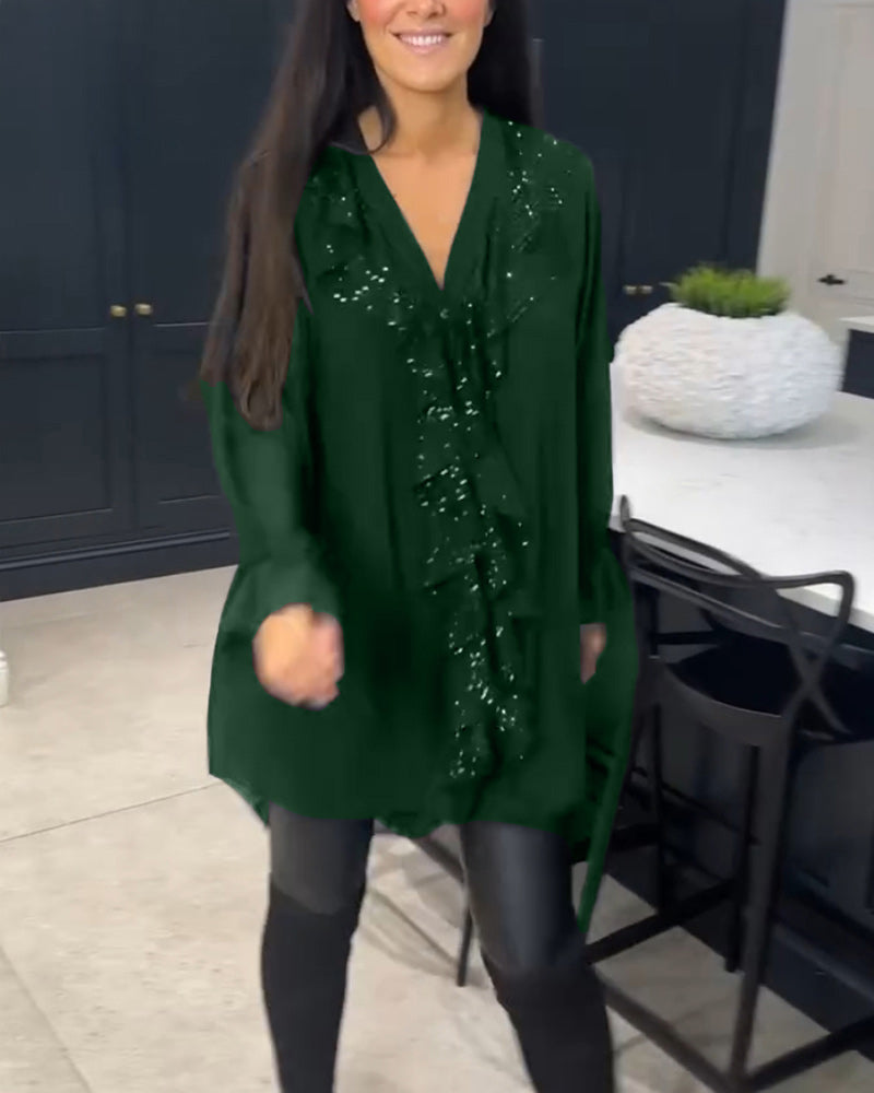 Ruffled elegant style blouse