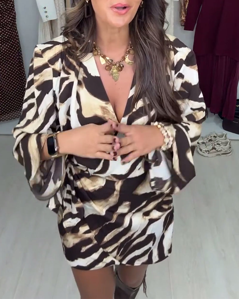 Casual Printed V-Neck Dress