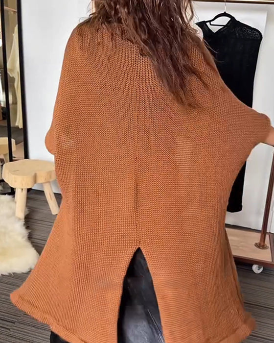 Irregular Solid Casual Pullover