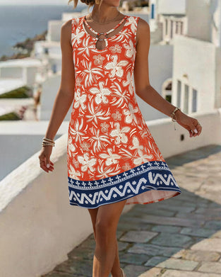 Metal Ring Hollow Out Sleeveless Dress