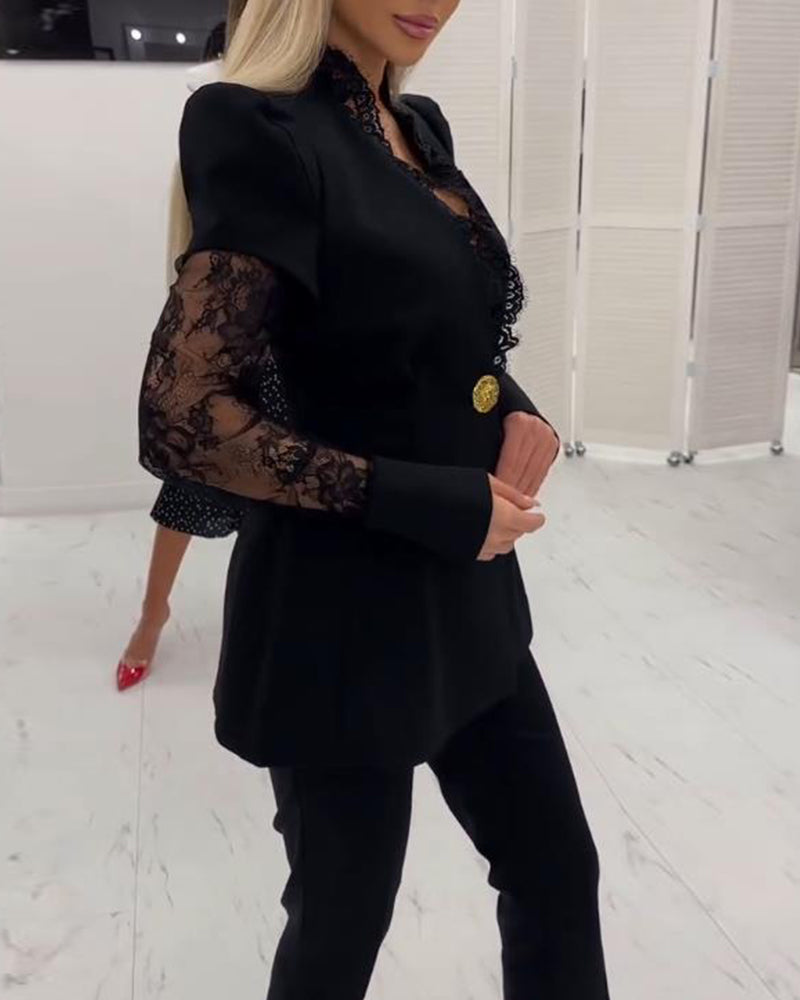 Lace Paneled Blazer