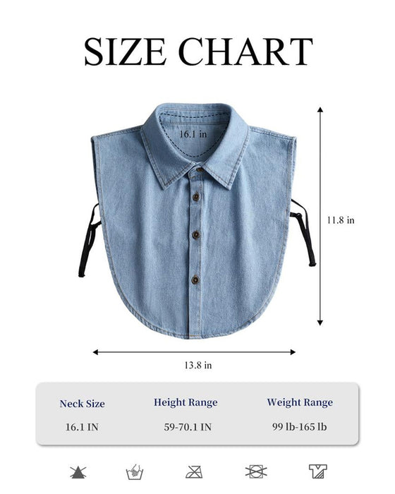 Classic Edgy Denim False Collar