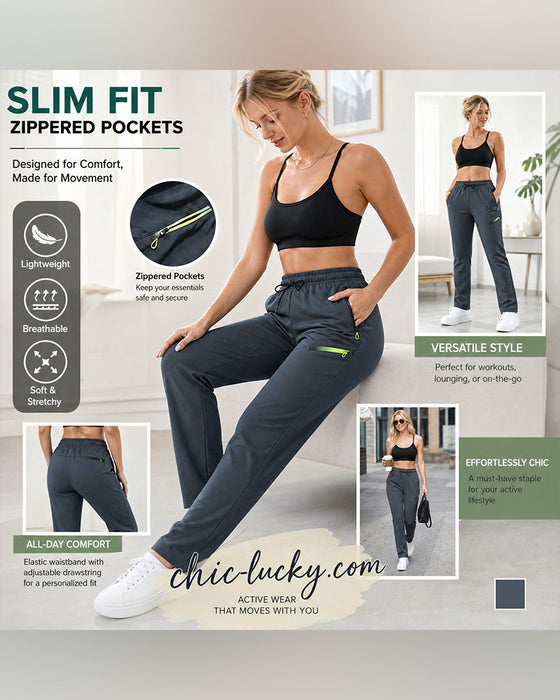 Zip Pocket Straight-Leg Pants