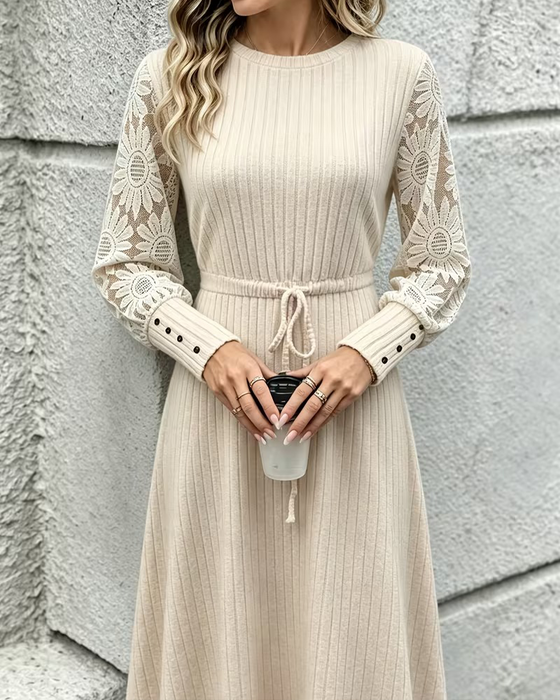 Crew Neck Tie Fashion Dress