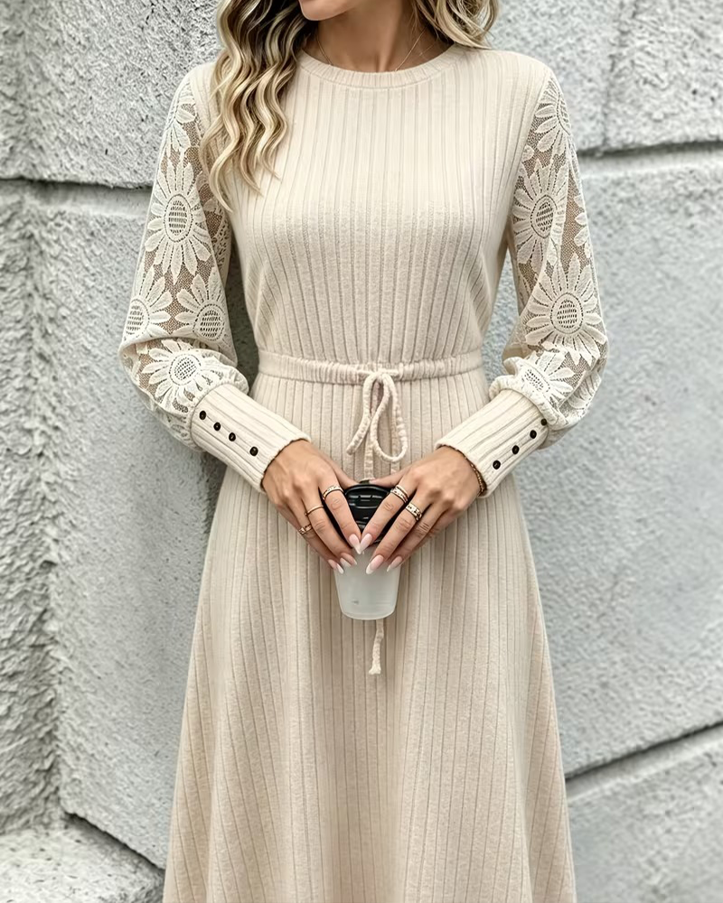 Crew Neck Tie Fashion Dress