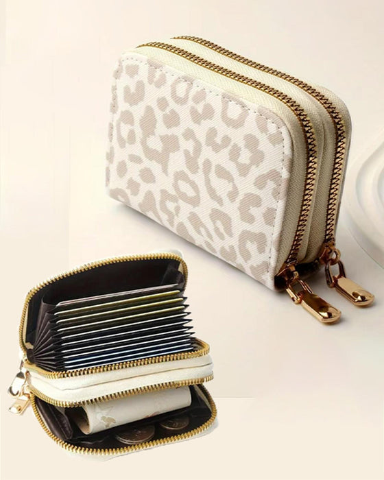Rfid Blocking Card Holder Double Zipper Wallet
