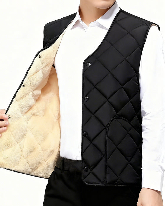 Men's Casual Quilted Thermal-Lined Vest