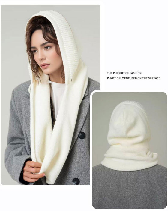 Wholesale Solid Color Knitted Hooded Scarf