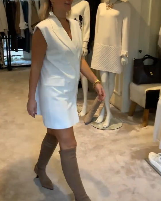 Sleeveless Shoulder Padded Back Butterfly Dress