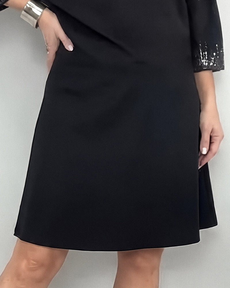 Three-Quarter Sleeve Rhinestone Dress