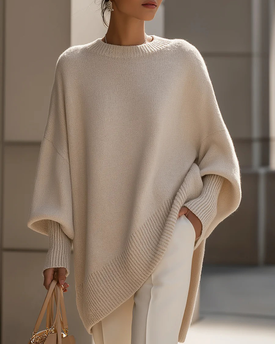 Round Neck Loose Mid-Length Jumper