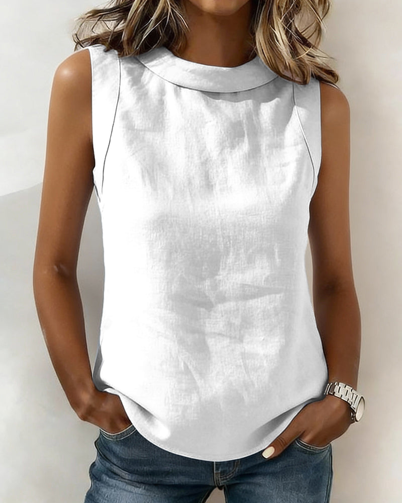 Pure Cotton Collared Sleeveless Blouse
